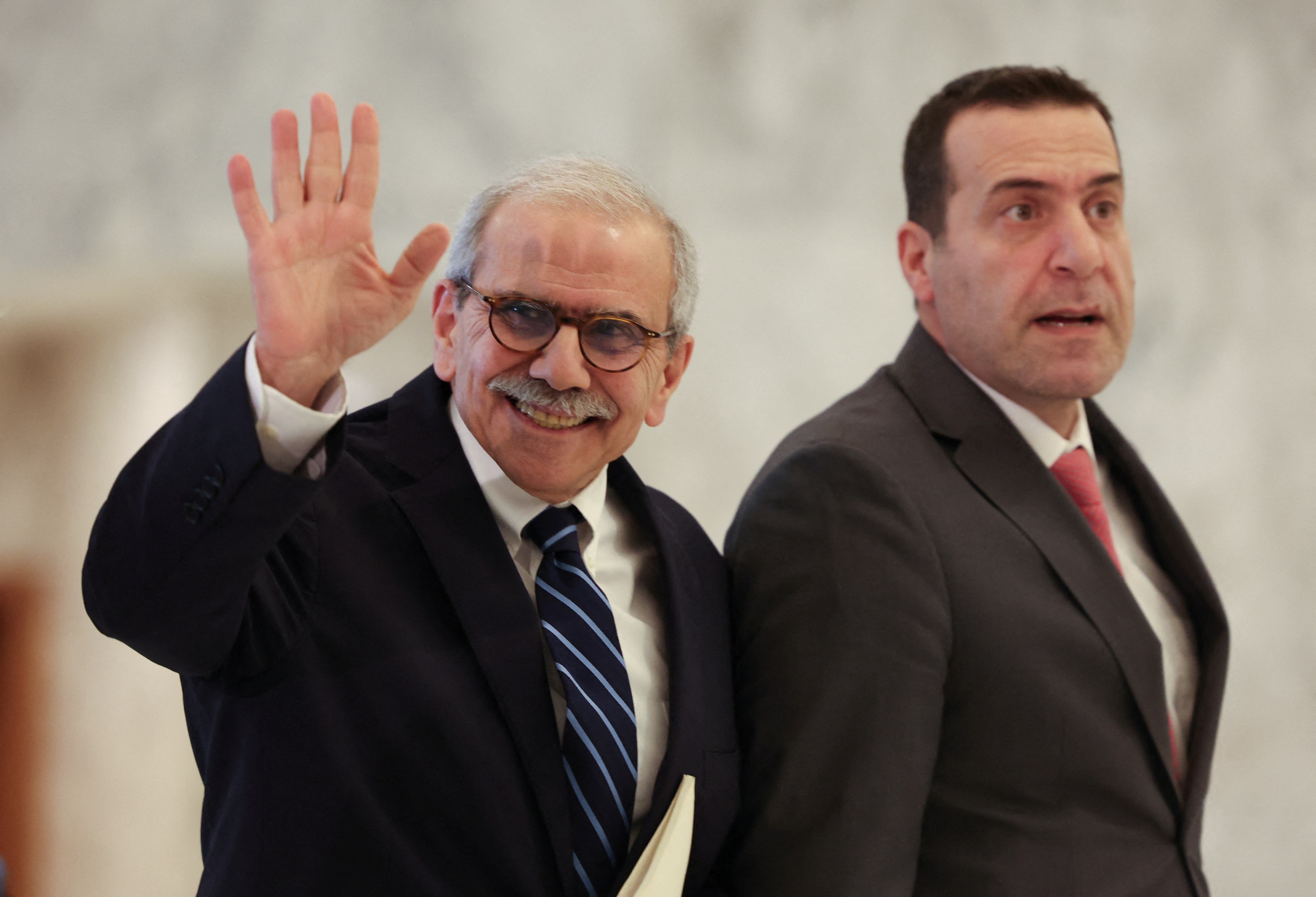 Lebanese Prime Minister–designate Nawaf Salam and Lebanese President Aoun meet in Baabda