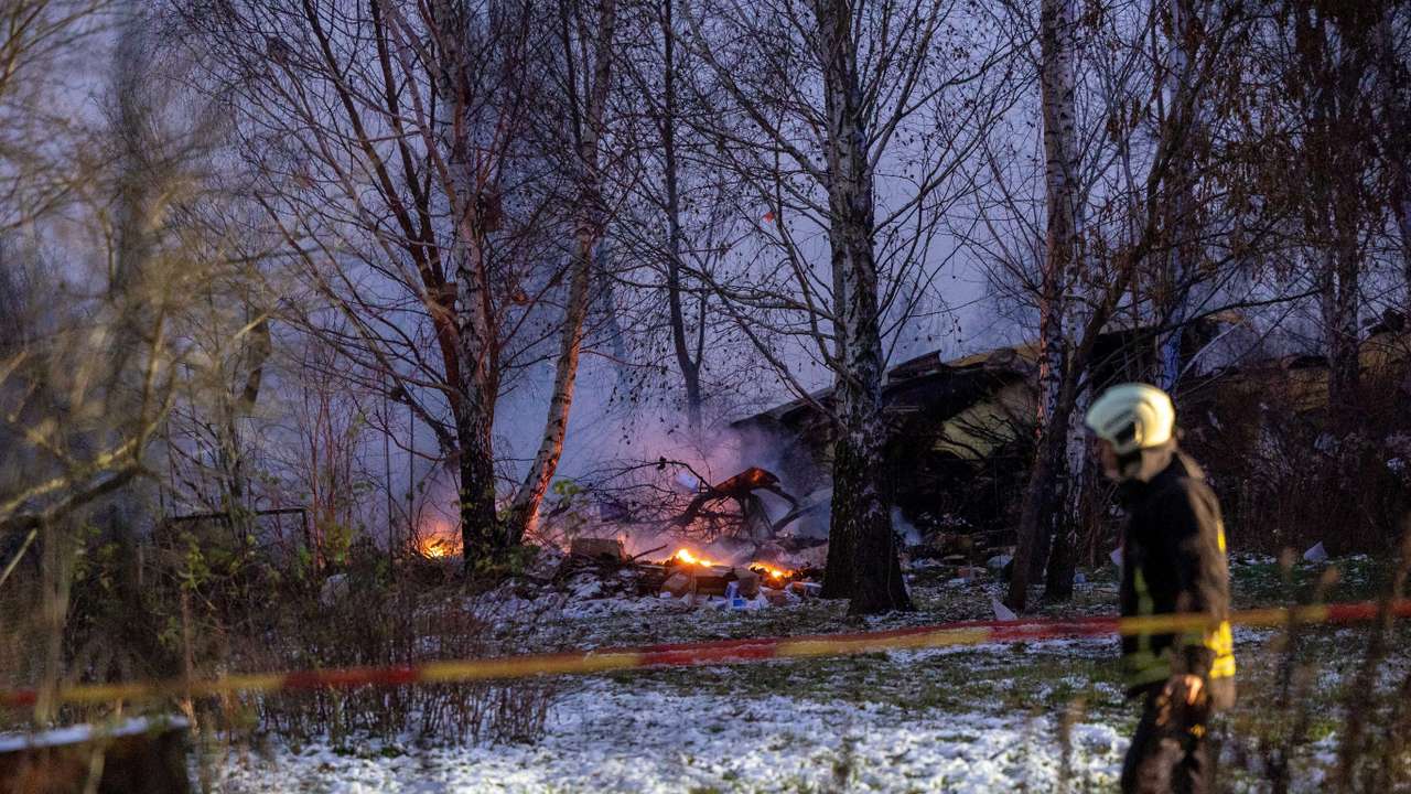 DHL cargo plane crash site near Vilnius international airport