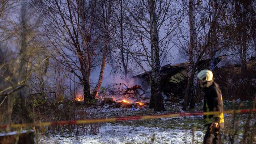 DHL cargo plane crash site near Vilnius international airport