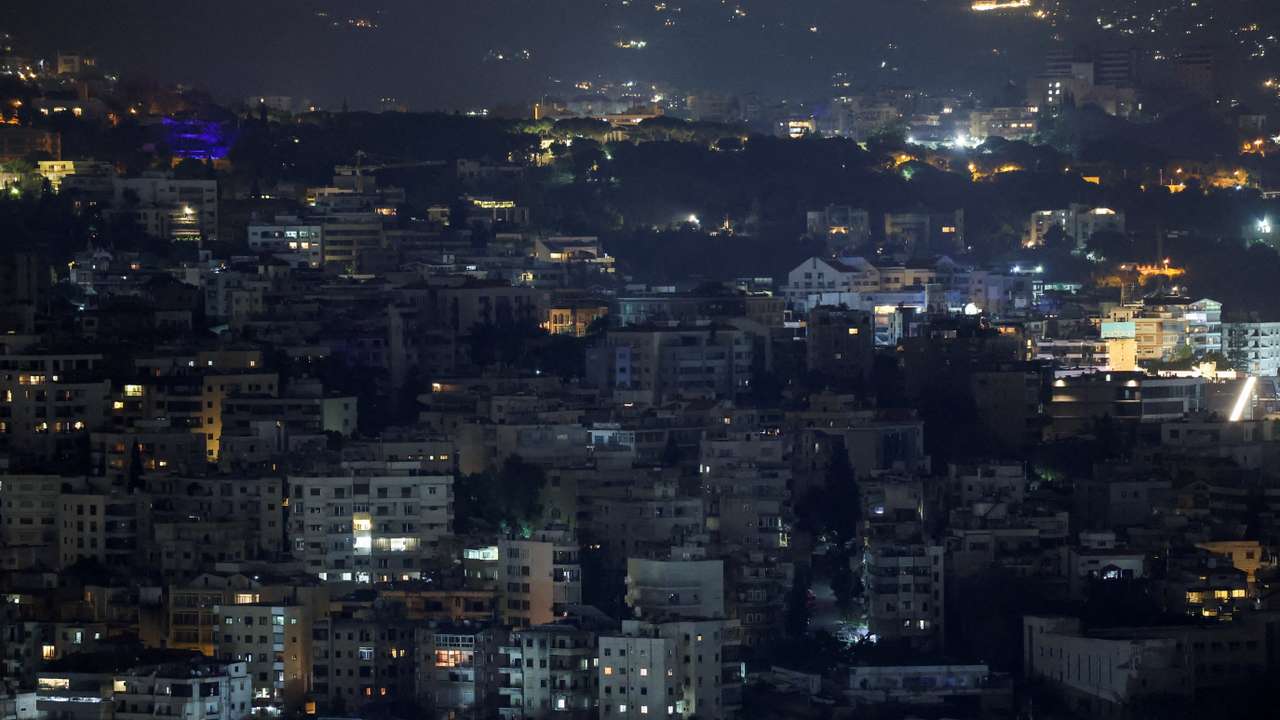 A view of Beirut's southern suburbs, amid ongoing hostilities between Hezbollah and Israeli forces, as seen from Sin El Fil
