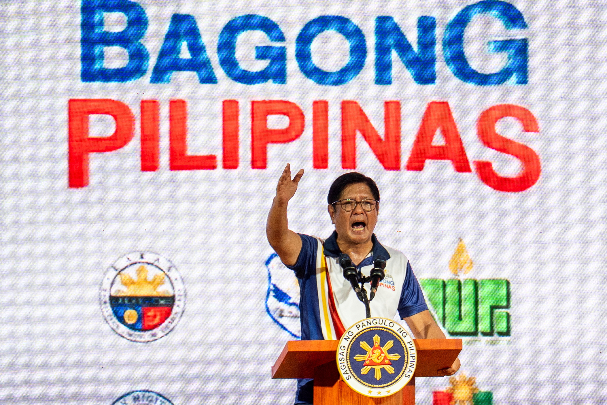 Philippine President Ferdinand Marcos Jr attends a campaign rally in Mandaluyong