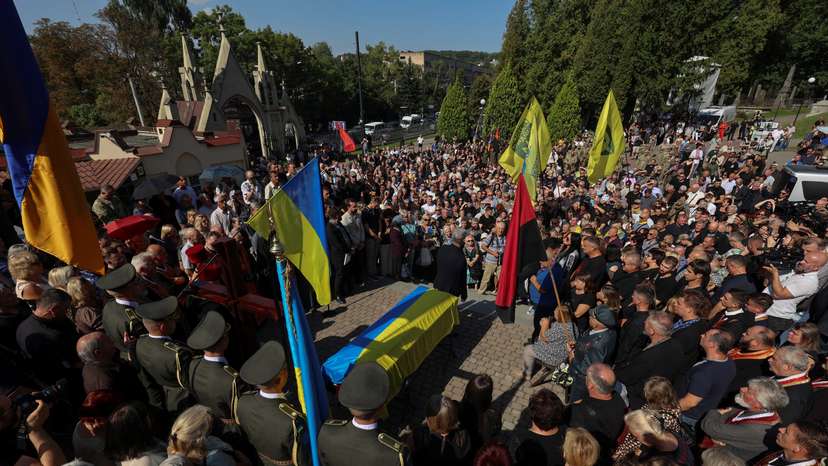 Funeral of former parliamentary speaker Parubiy in Lviv