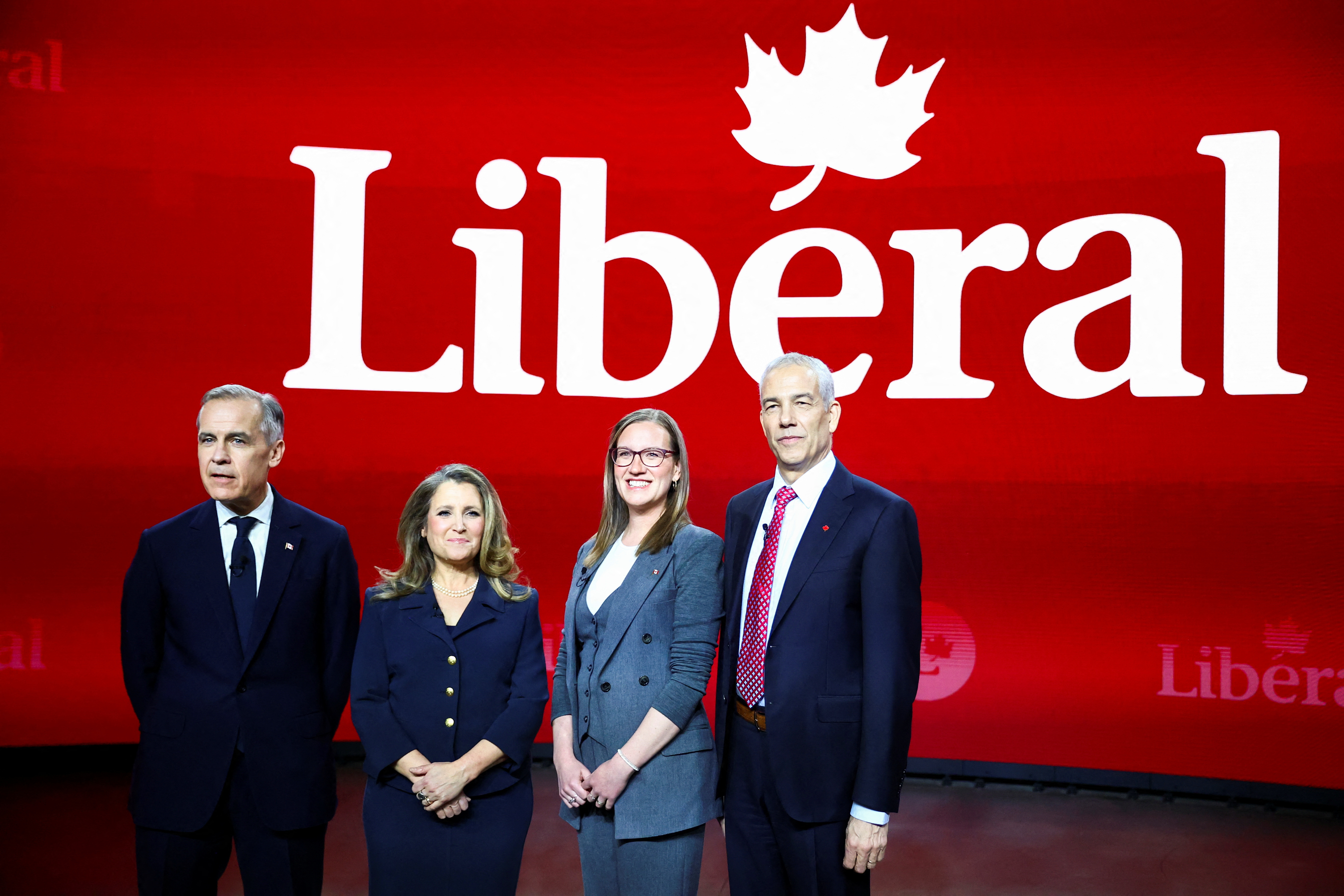 Canada's Liberal Party leadership candidates participate in a French language debate ahead of the March 9 vote, in Montreal