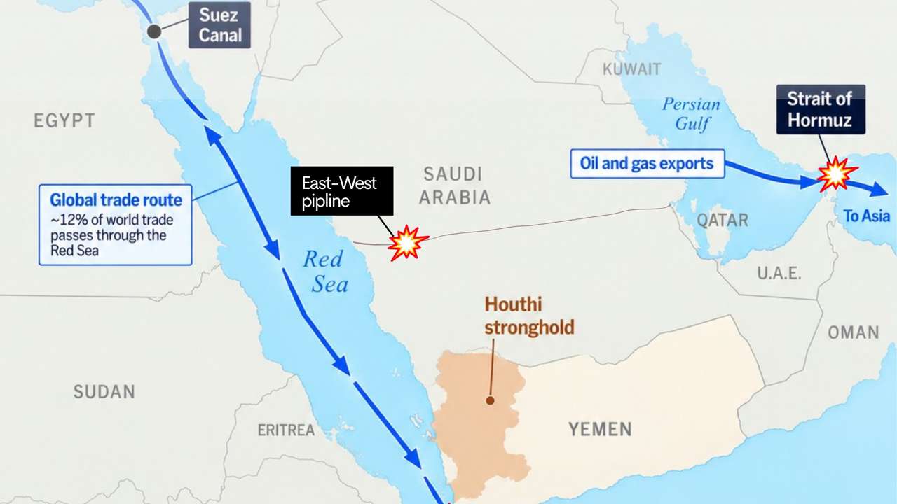 Hormuz disruption and Saudi pipeline shutdown put Middle East oil routes under pressure