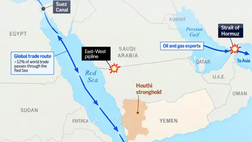 Hormuz disruption and Saudi pipeline shutdown put Middle East oil routes under pressure