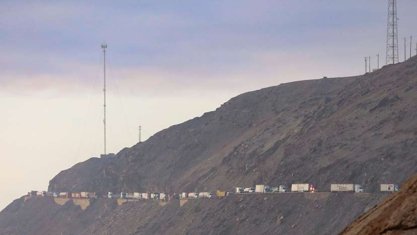 Peru's small-scale miners block highways during protest, in Ocona