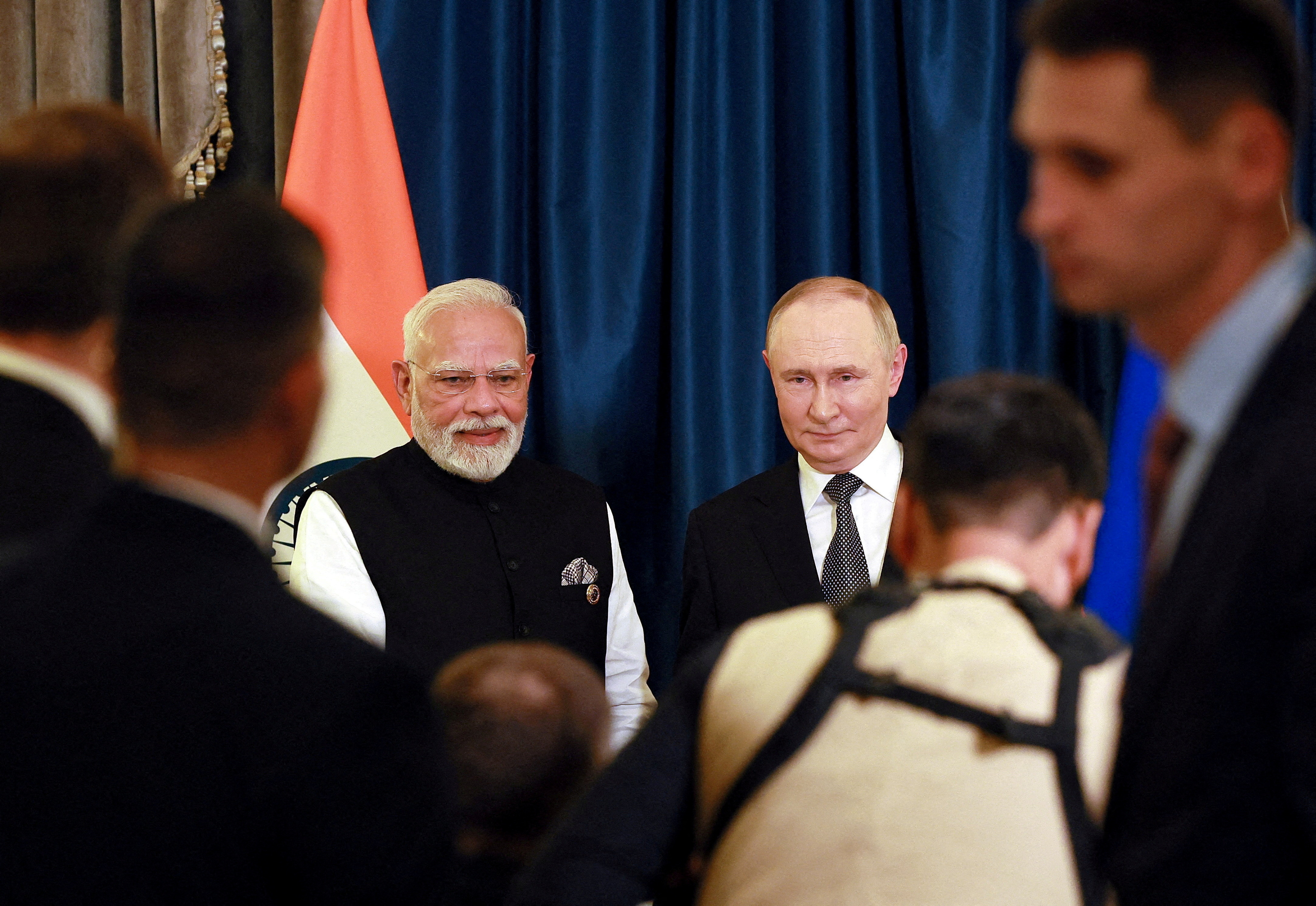 FILE PHOTO: Russian President Putin and Indian Prime Minister Modi meet at SCO summit in Tianjin