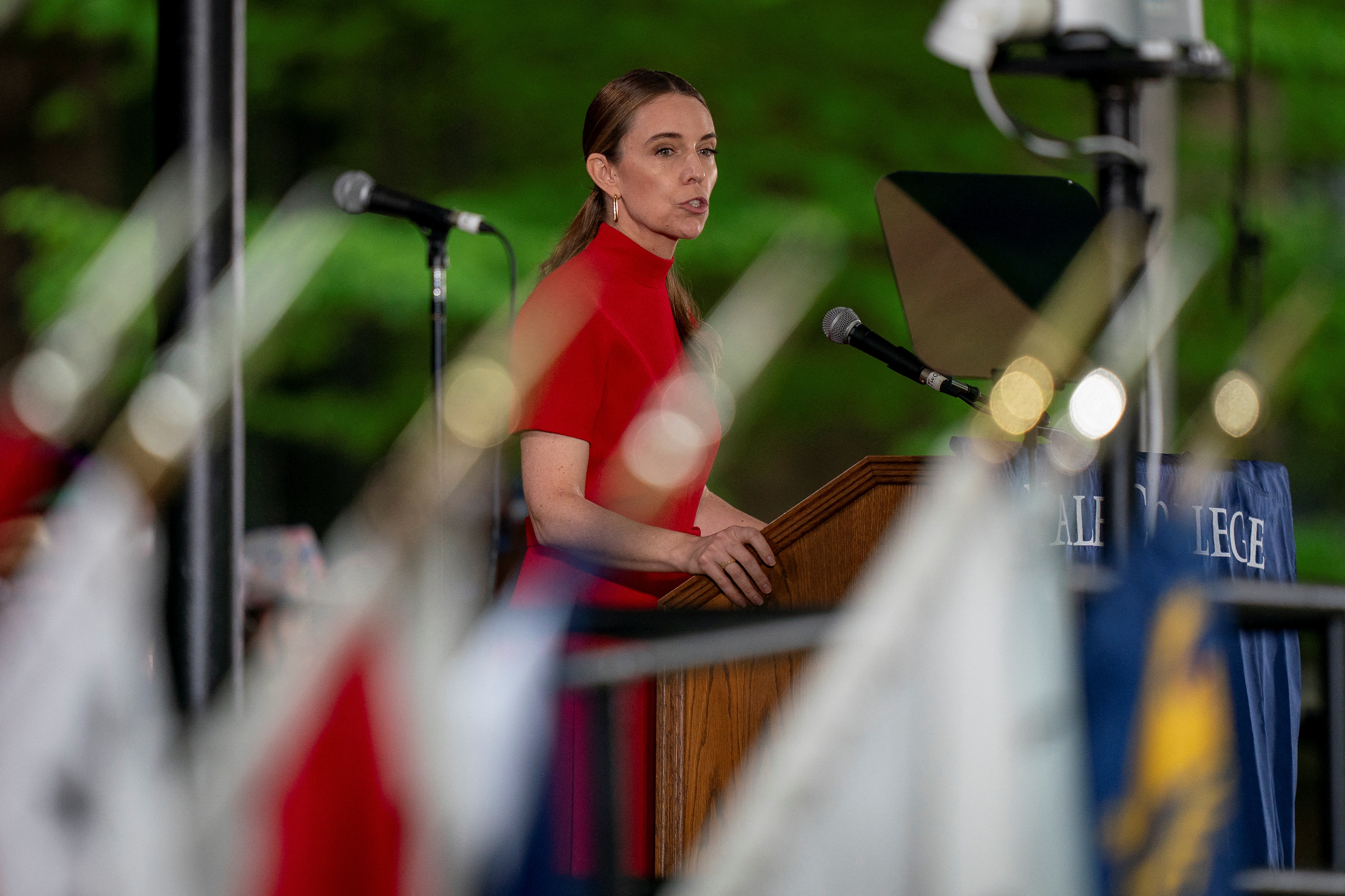 Former New Zealand Prime Minister Jacinda Ardern speaks during Yale's Class Day