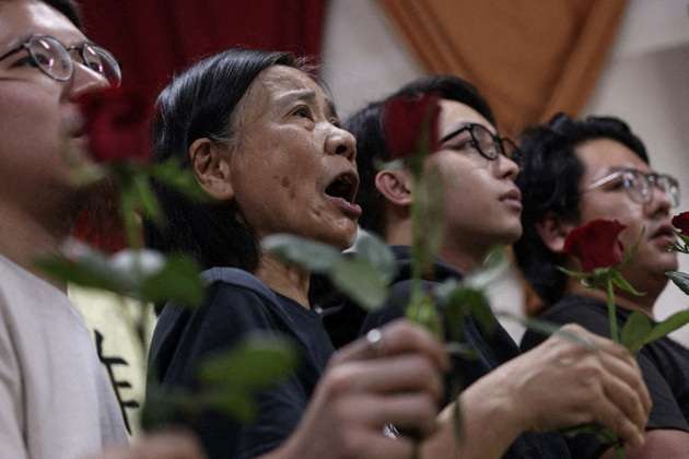 Chan Po-ying, chair of Hong Kong’s League of Social Democrats hosts a press conference to announce the party’s dissolution amid China’s national security law, in Hong Kong