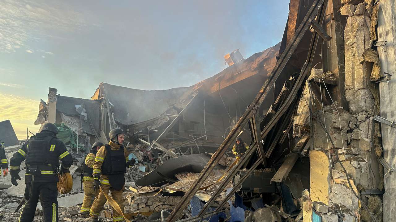 Aftermath of a Russian missile strike in Kharkiv