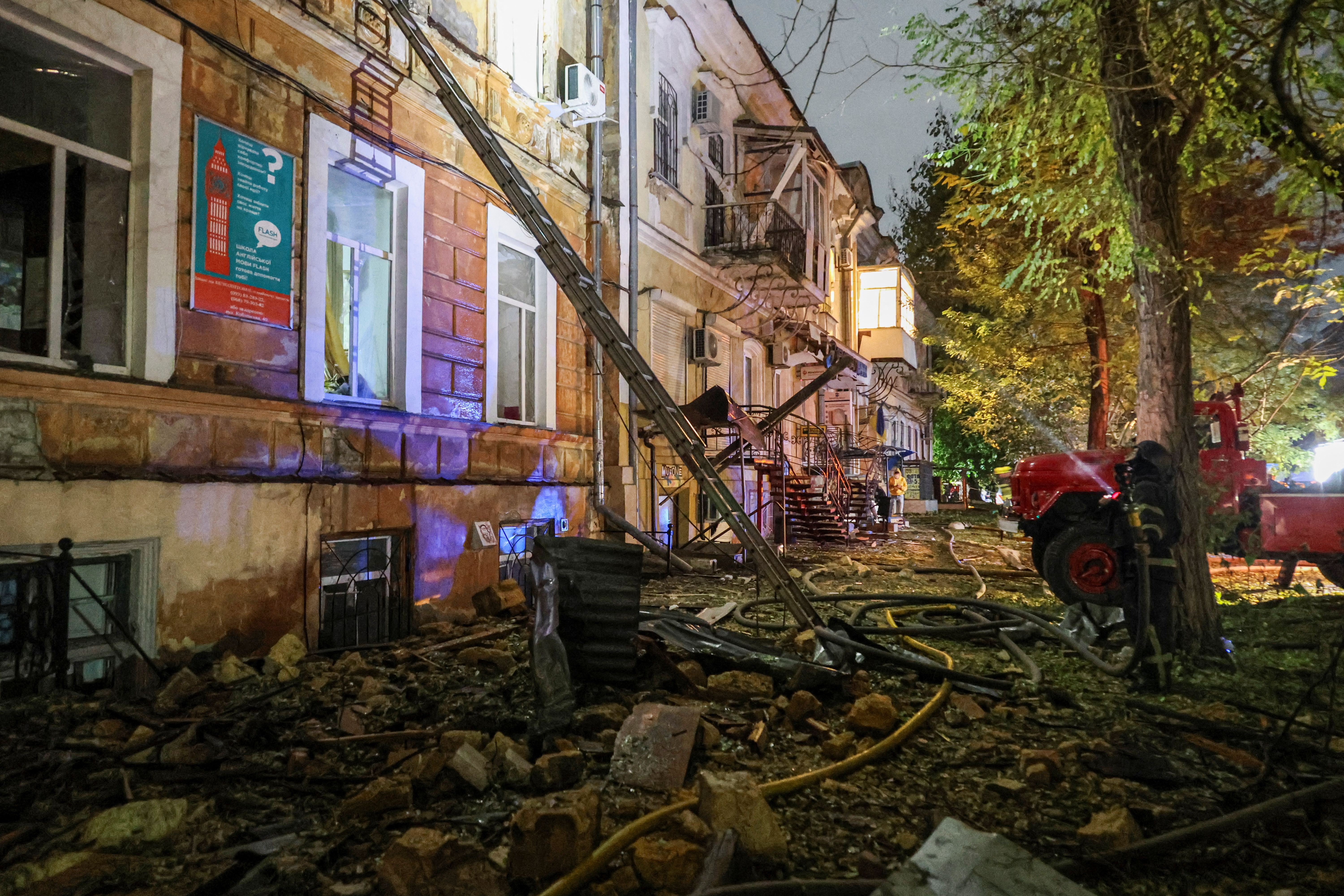Aftermath of a Russian missile and drone attack in Odesa