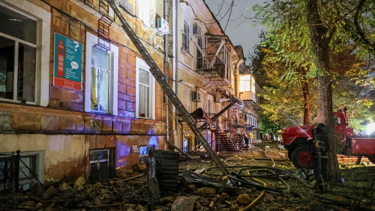 Aftermath of a Russian missile and drone attack in Odesa