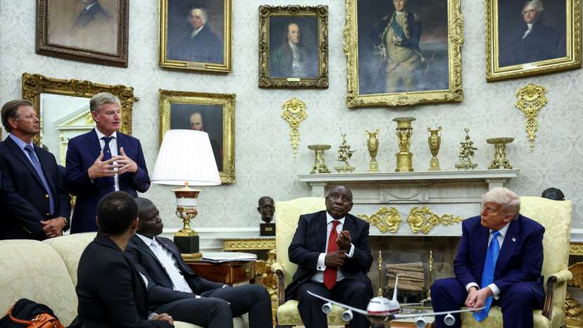 FILE PHOTO: U.S. President Donald Trump meets South African President Cyril Ramaphosa at the White house