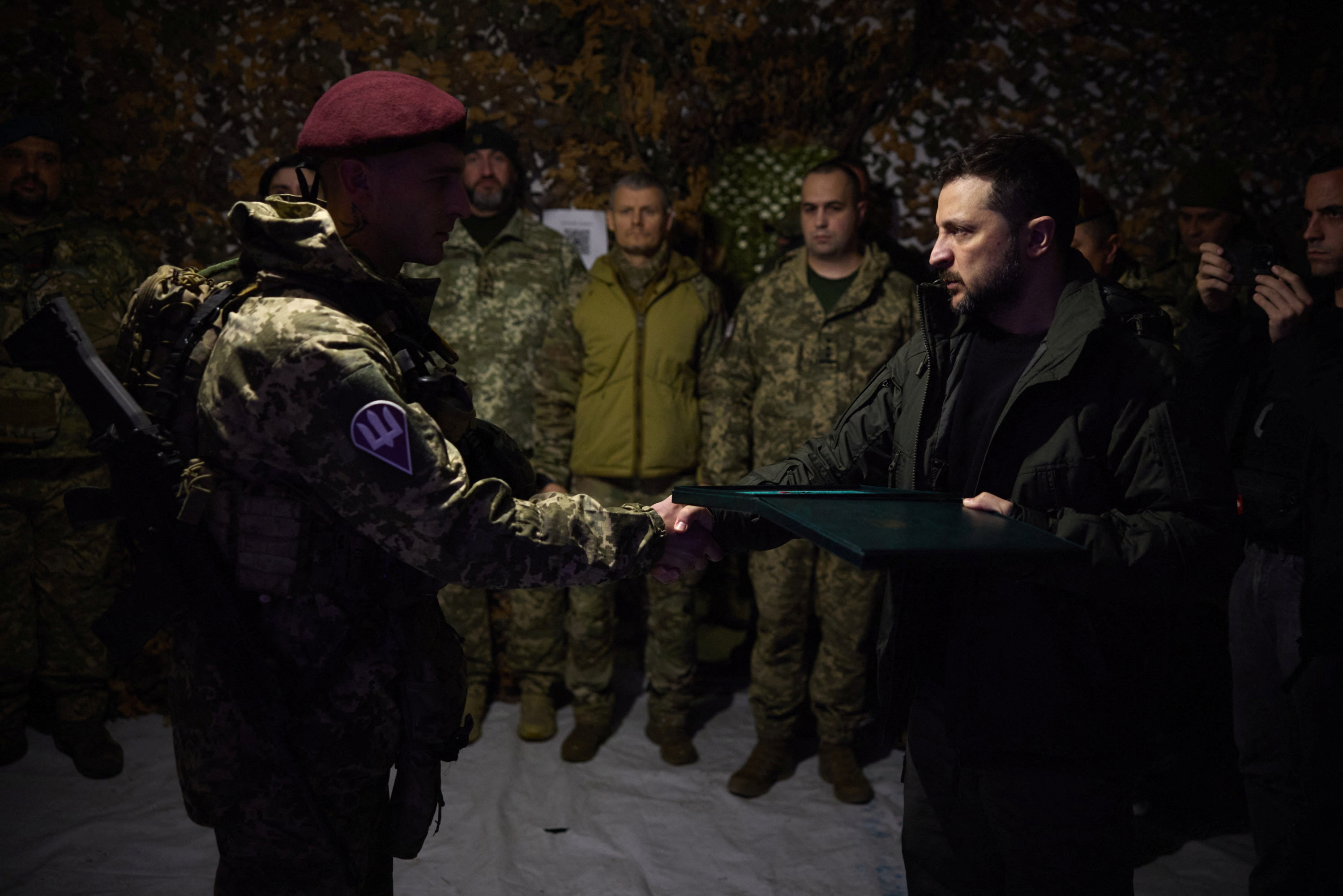 Ukraine's President Zelenskiy visits a frontline in Pokrovsk