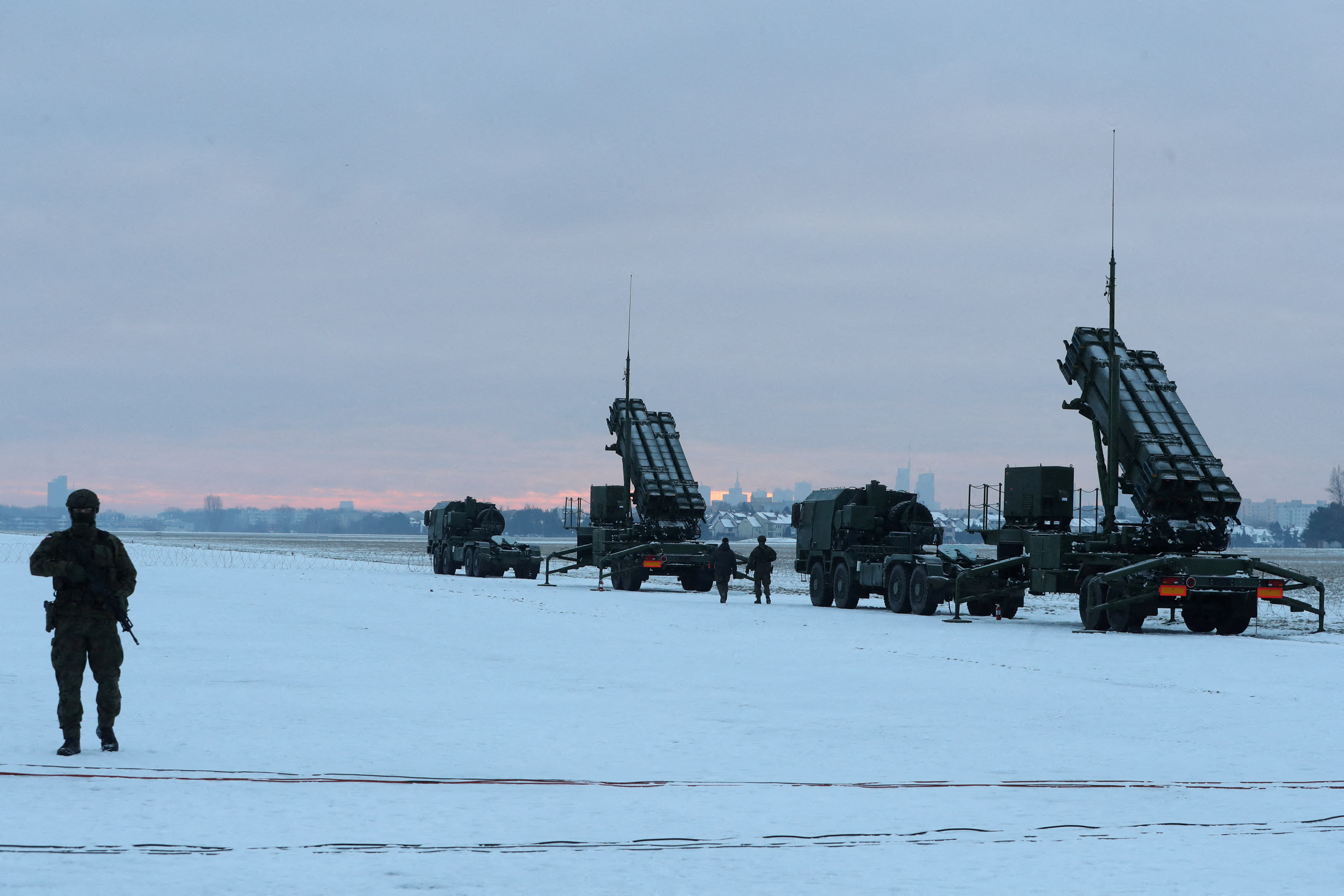 FILE PHOTO: Polish military training on Patriot air defence missile systems at the airport in Warsaw