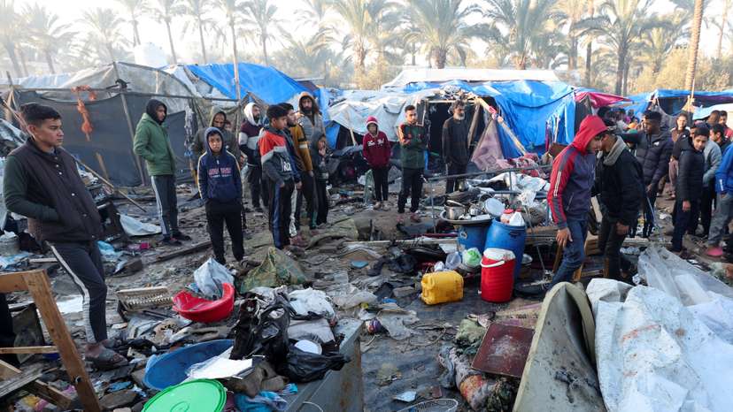 Aftermath of Israeli strikes in Deir Al-Balah in the central Gaza Strip