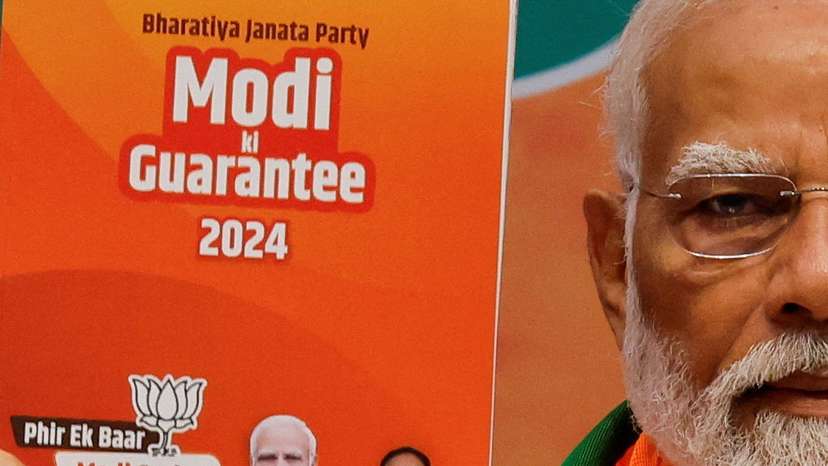 Indian PM Modi presents BJP election manifesto, in New Delhi