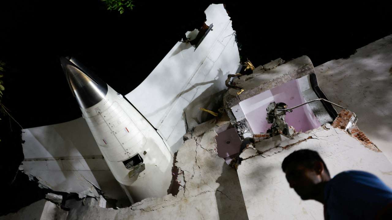 Aftermath of the Air India crash during take-off, in Ahmedabad