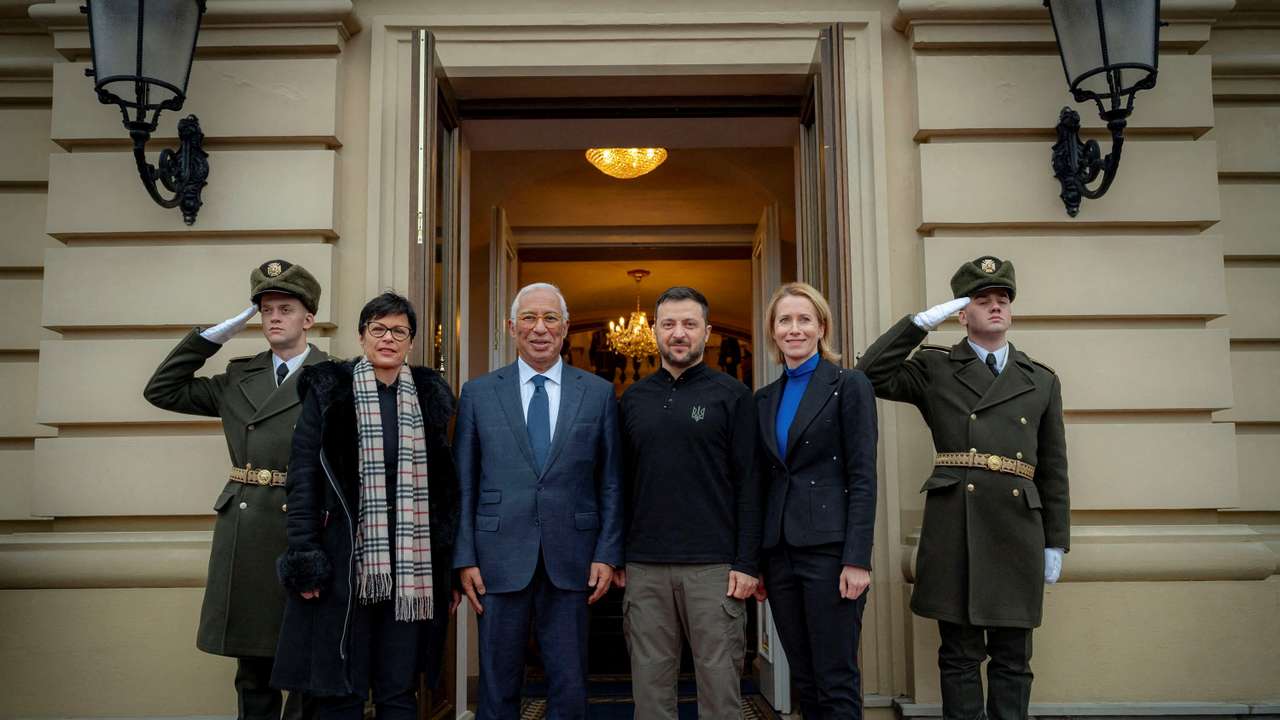 FILE PHOTO: Ukraine's President Zelenskiy meets European Council President Costa, in Kyiv