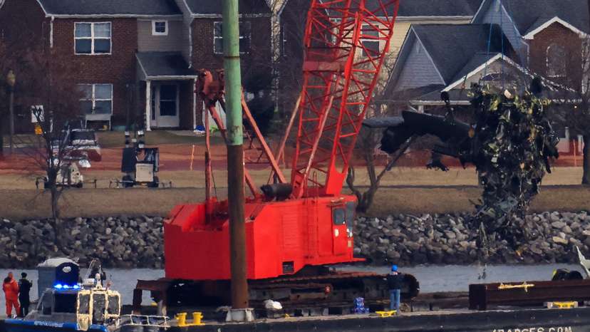 Aftermath of American Eagle flight 5342 crash in the Potomac River near Ronald Reagan Washington National Airport