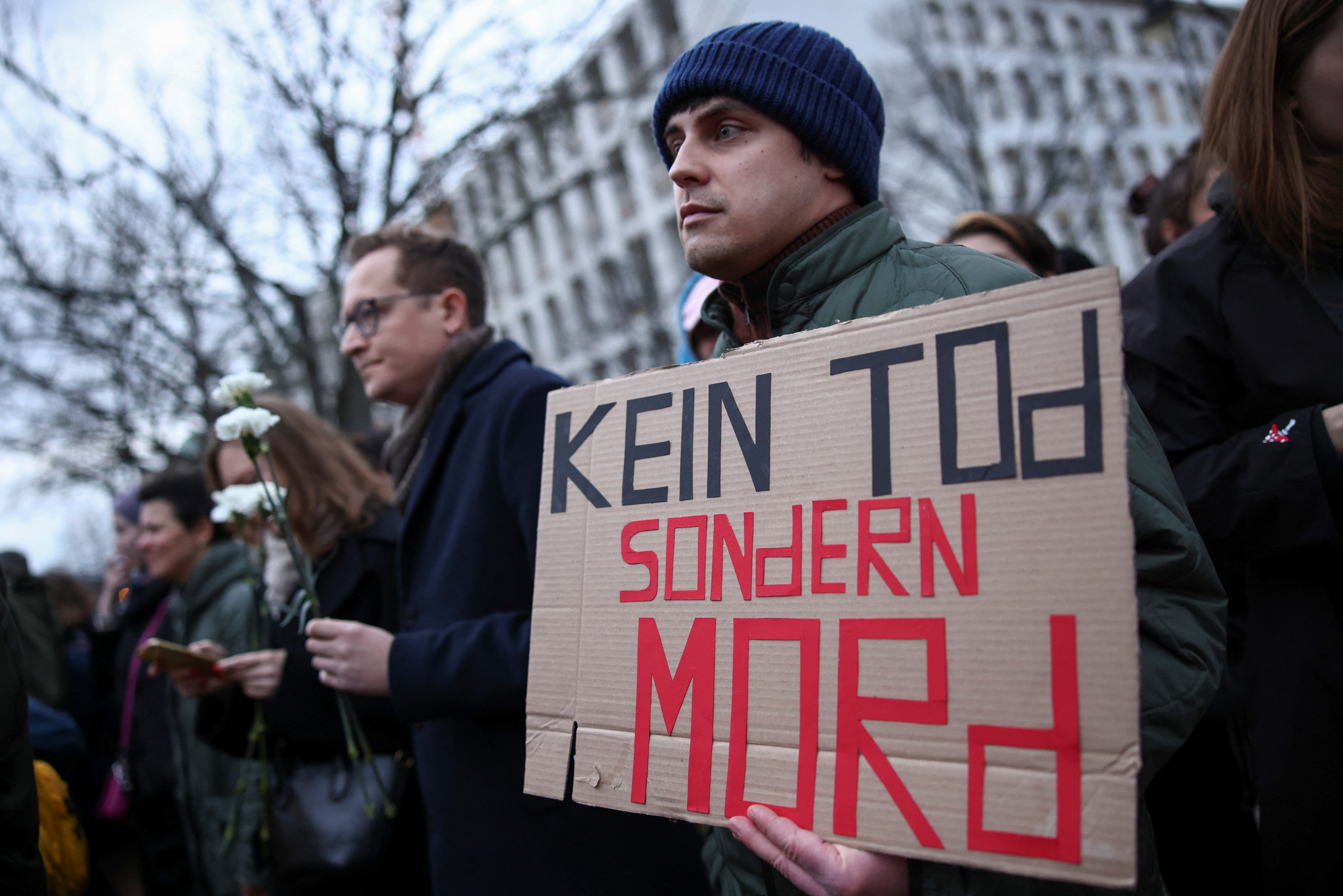 Vigil held in Berlin after the death of Russian opposition leader Alexei Navalny