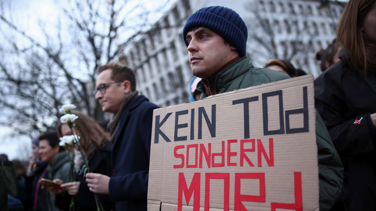 Vigil held in Berlin after the death of Russian opposition leader Alexei Navalny