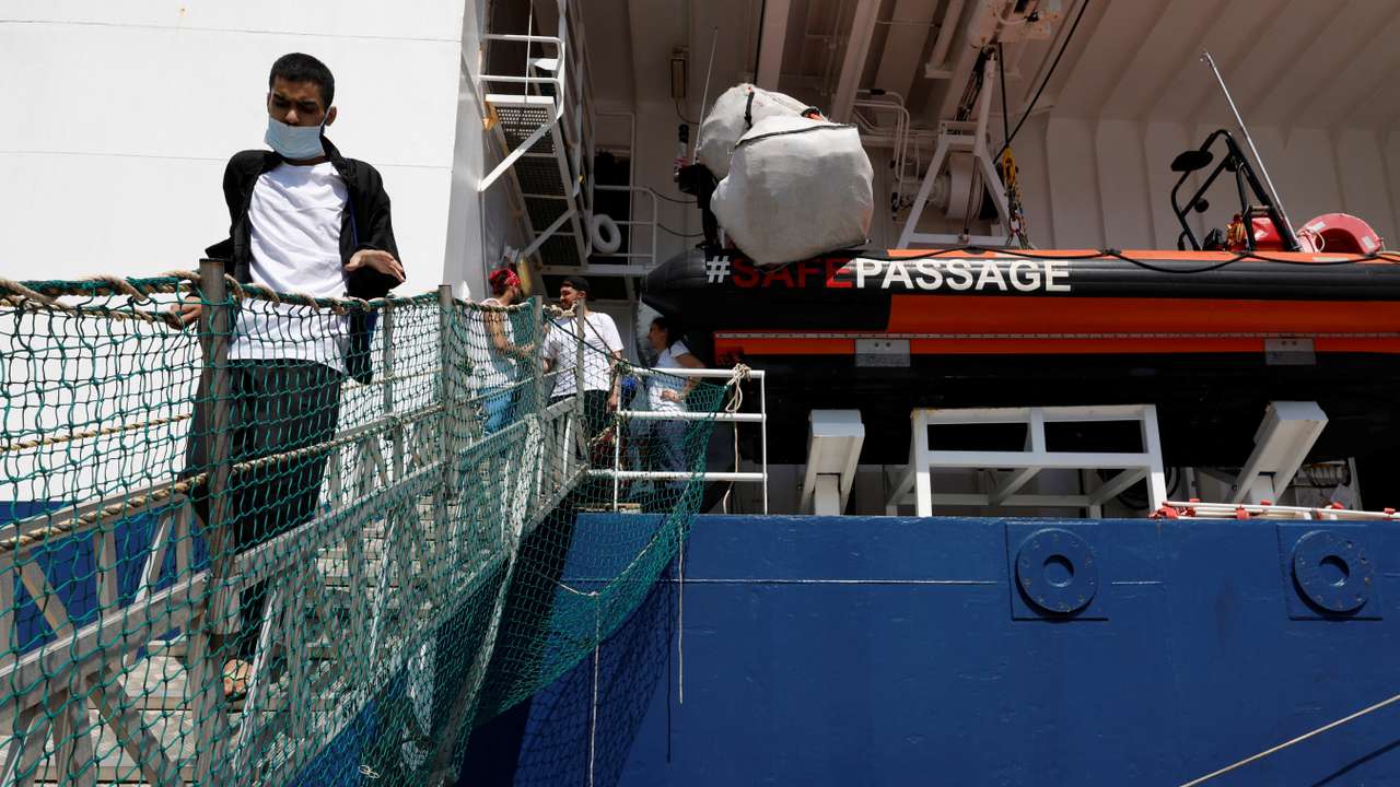 MSF migrant rescue ship Geo Barents arrives in Livorno port with migrants