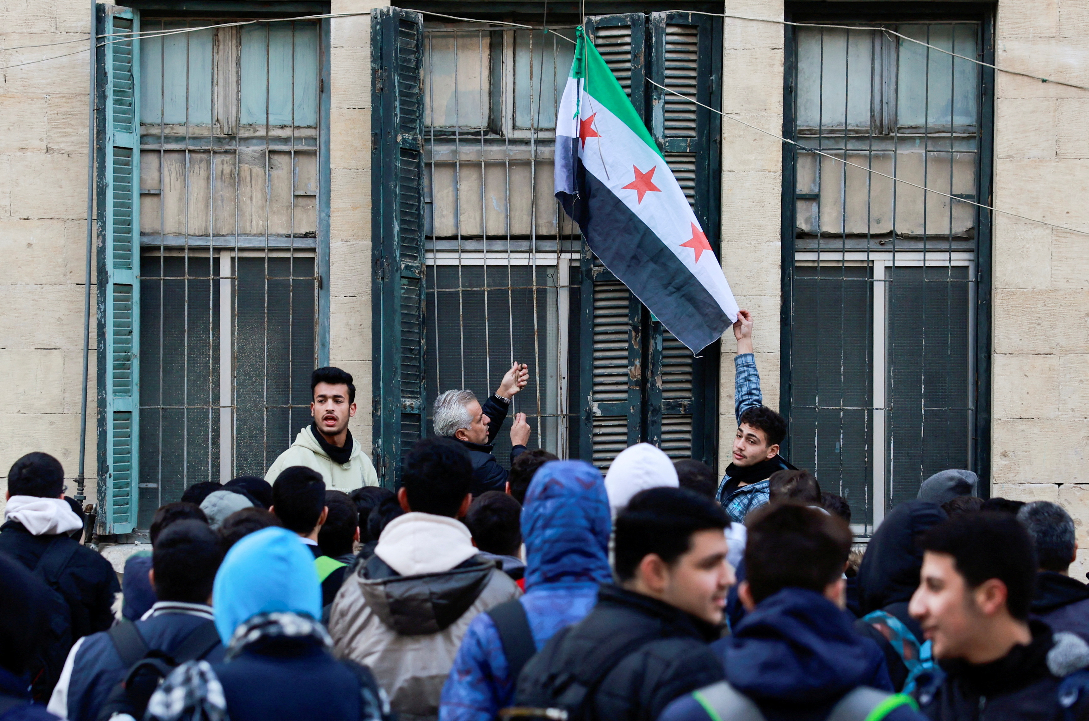 Early morning street scenes from Damascus after authorities announced the reopening of schools
