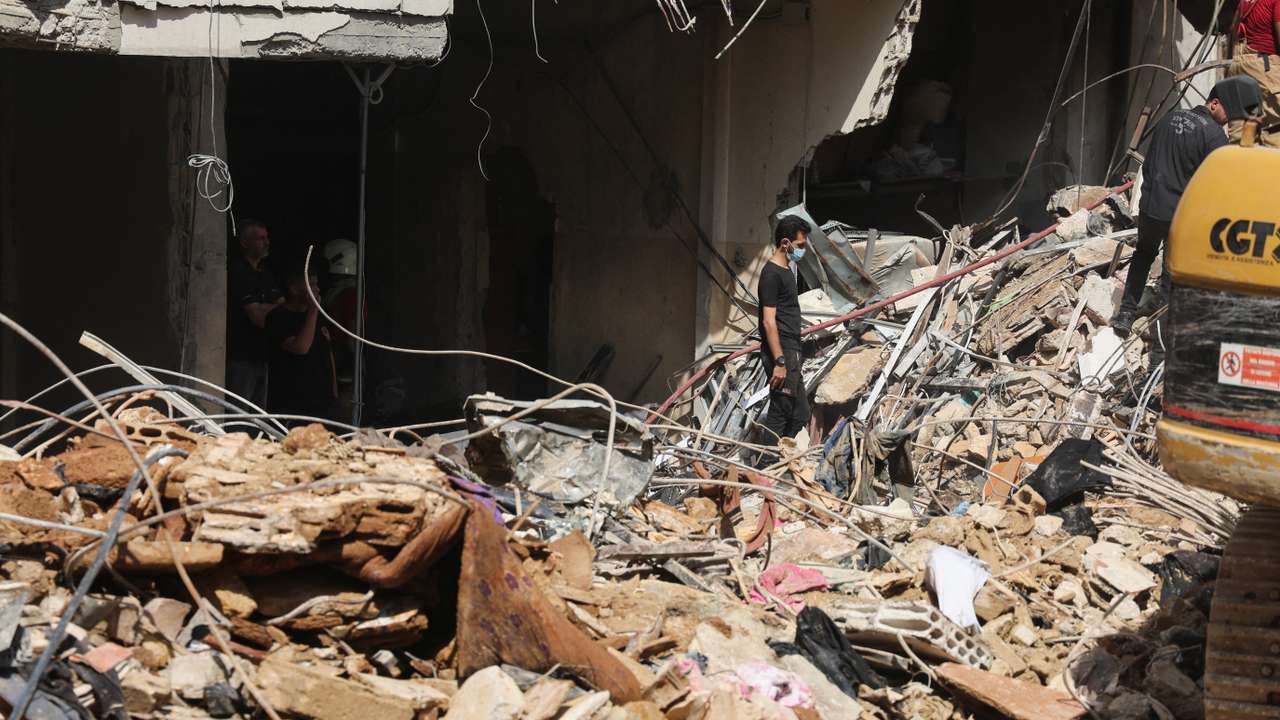 Aftermath of Israeli strike on Beirut's southern suburbs
