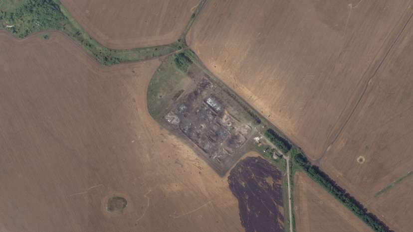A satellite image shows a part of Lipetsk military airbase, after Ukraine said it hit the area
