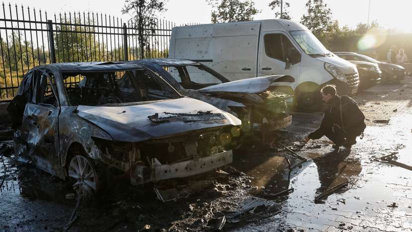 Aftermath of a Russian missile and drone attack in Kyiv