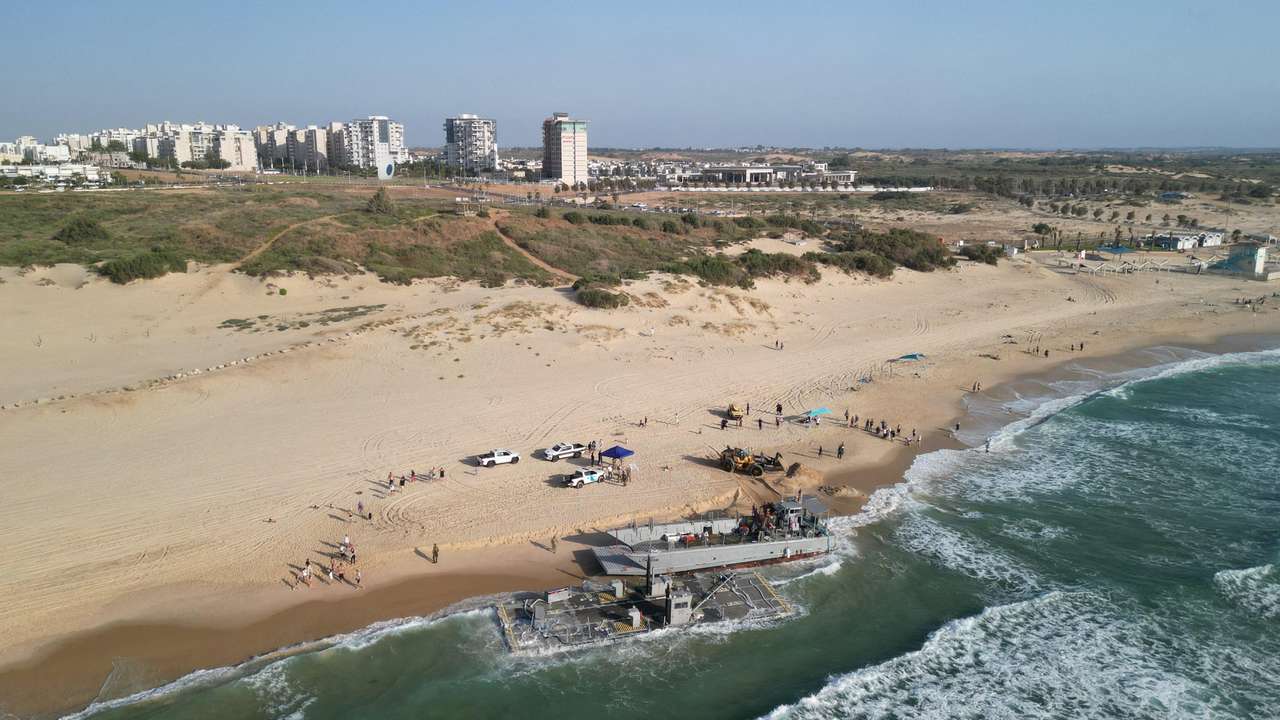 Vessels used for delivering aid to Gaza via U.S.-built pier run aground in Ashdod