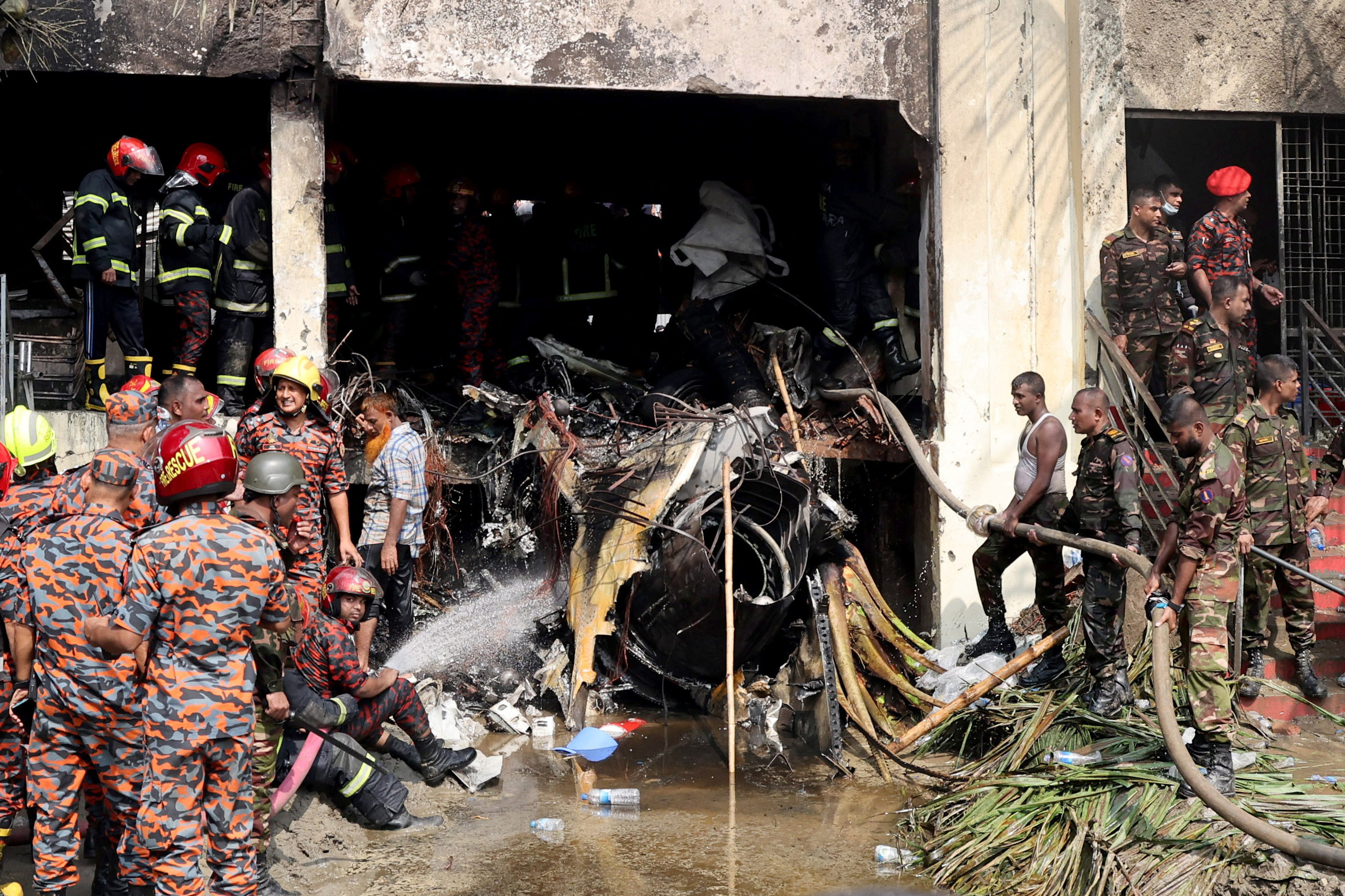 Air force training aircraft crashed into Milestone College campus, in Dhaka