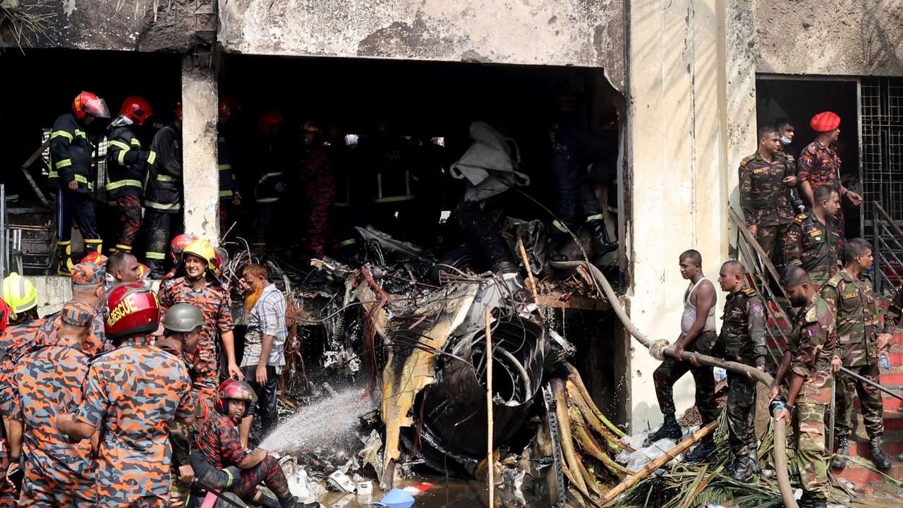Air force training aircraft crashed into Milestone College campus, in Dhaka