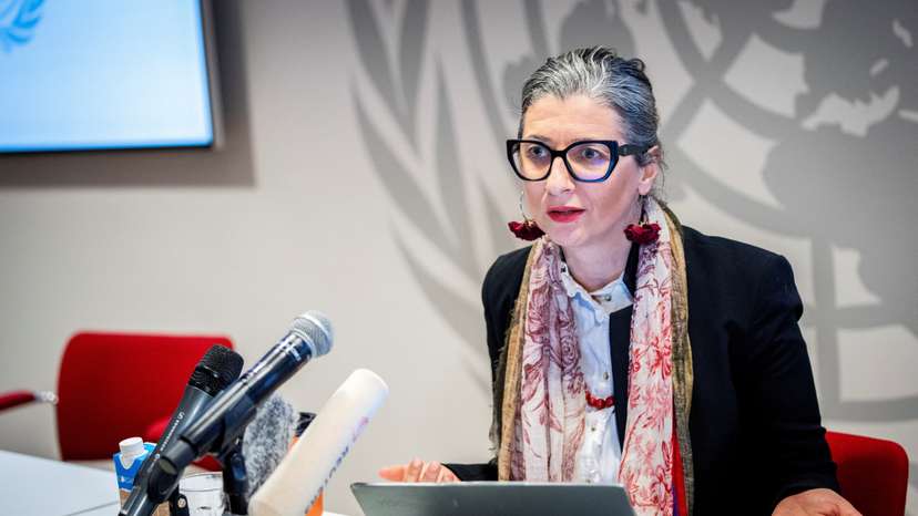 UN Special Rapporteur Francesca Albanese gives a press conference, in Copenhagen