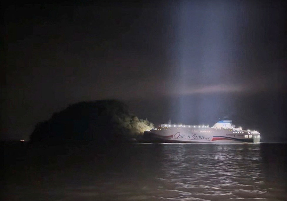 A South Korean ferry carrying about 260 passengers is stranded near a rocky island in the sea off Shinan
