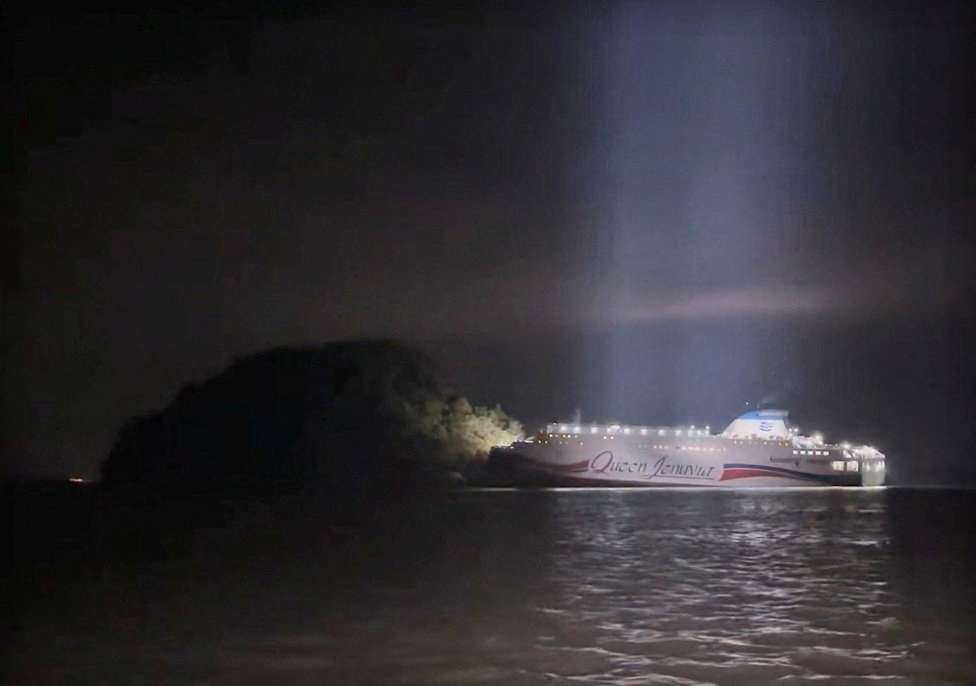 A South Korean ferry carrying about 260 passengers is stranded near a rocky island in the sea off Shinan