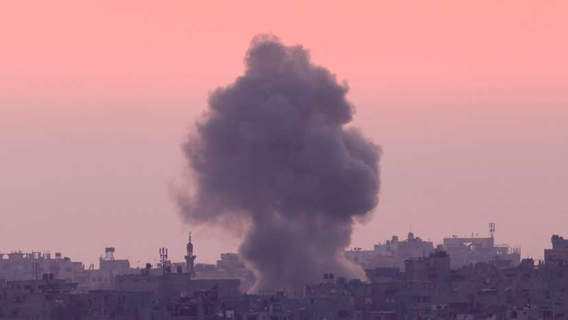 Smoke rises from the Gaza Strip, near the Israel-Gaza border