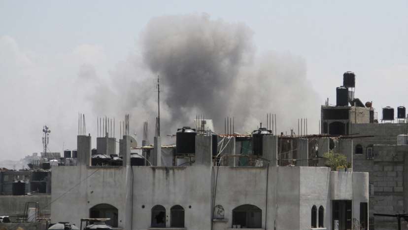 Smoke rises following Israeli strikes in Jabalia refugee camp northern Gaza Strip