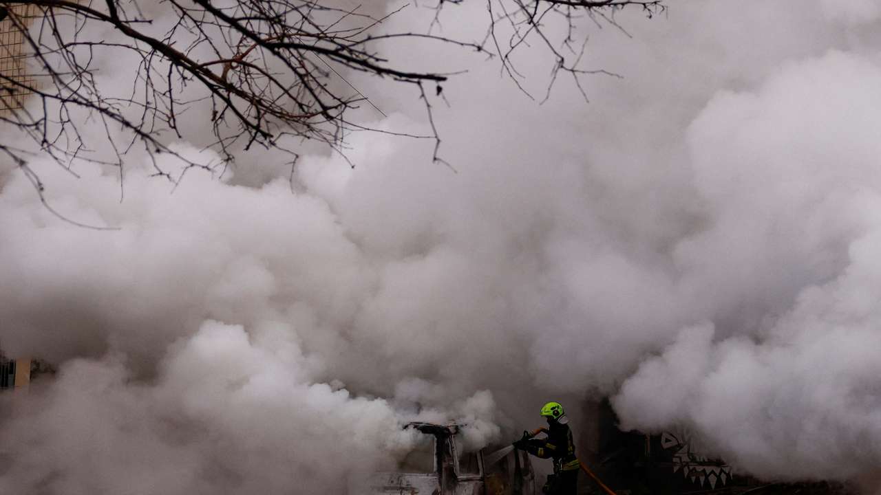Aftermath of a Russian missile and drone attack, in Kyiv