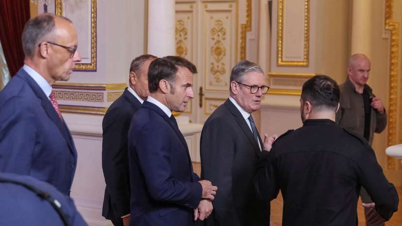 Ukraine's President Zelenskiy, Britain's Prime Minister Starmer, French President Macron, German Chancellor Merz and Poland's Prime Minister Tusk meet in Kyiv