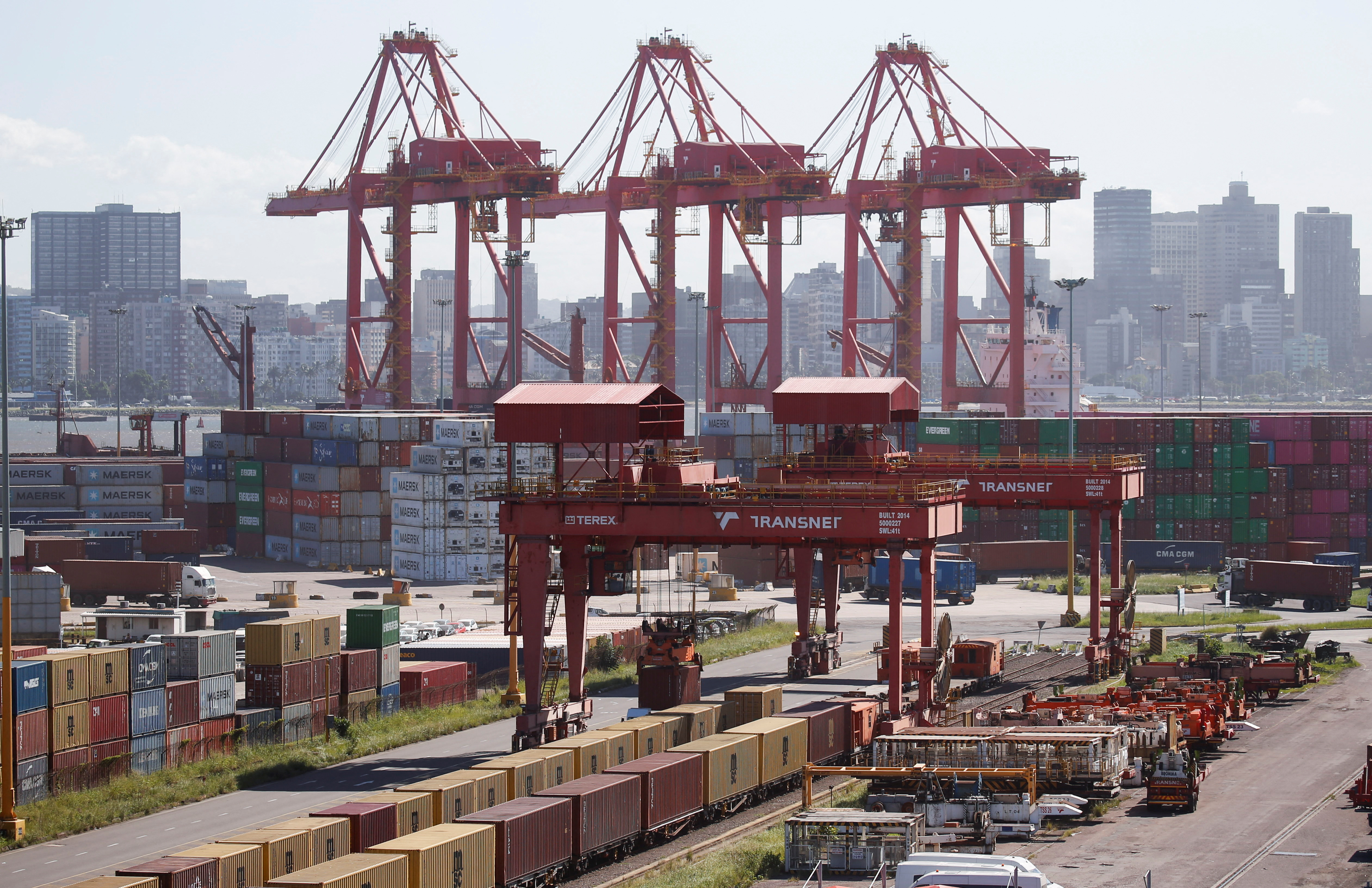 A general view of the Container Terminal at the port in Durban