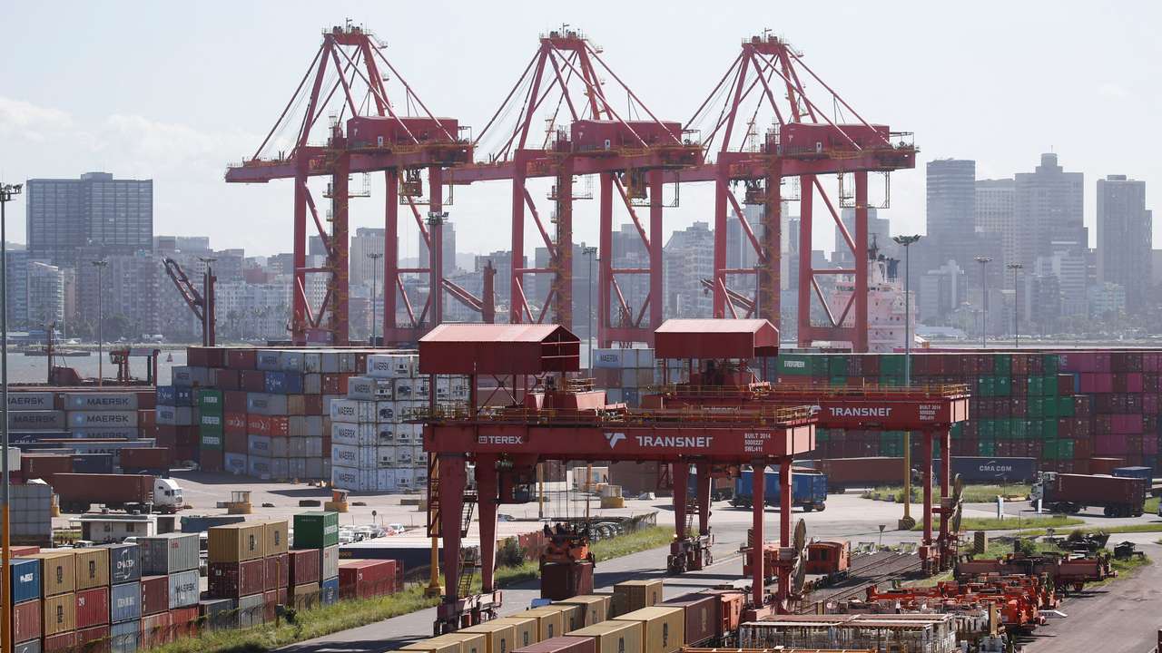 A general view of the Container Terminal at the port in Durban