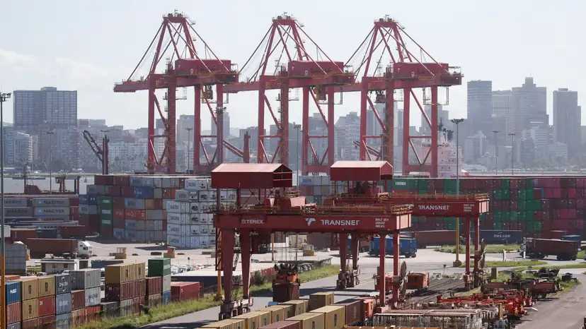 A general view of the Container Terminal at the port in Durban