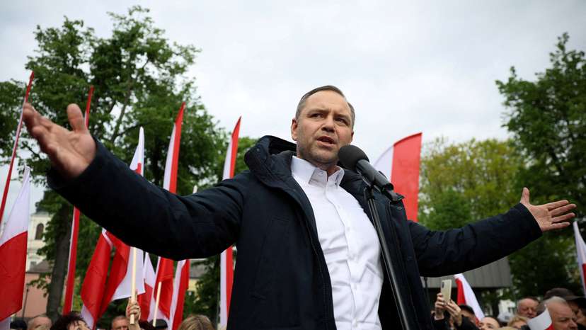 FILE PHOTO: Nawrocki, a candidate for Polish presidential election supported by Poland's main opposition party Law and Justice (PiS), campaigns in Garwolin