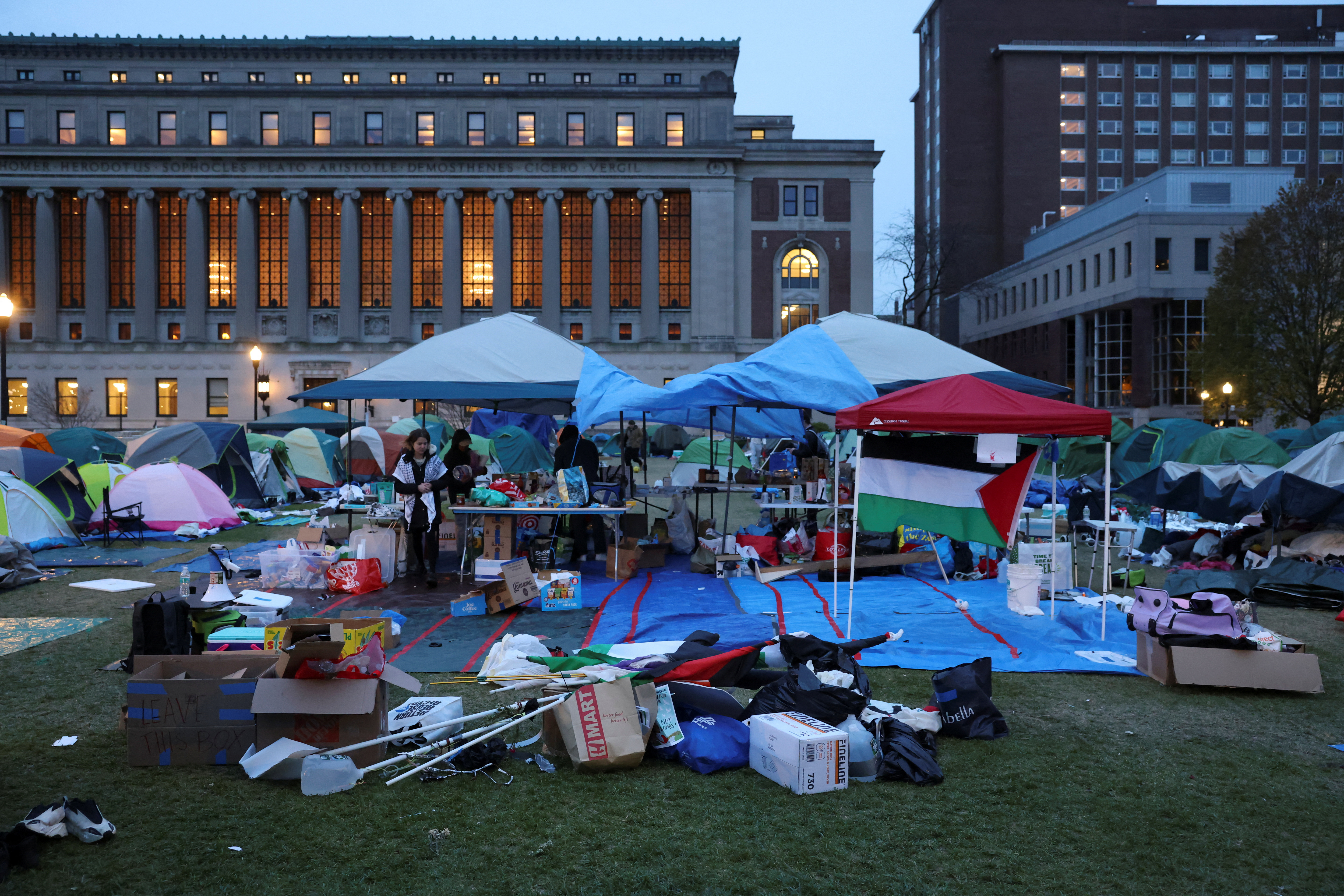 Protesters continue to maintain the encampment on the Columbia University campus in New York