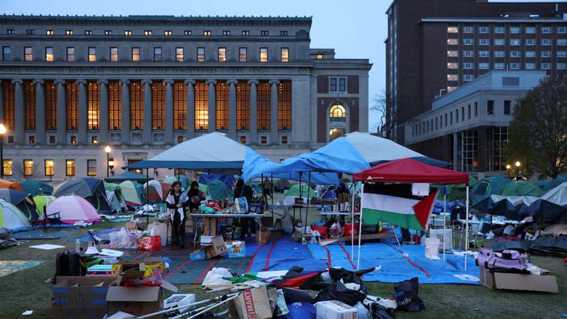 Protesters continue to maintain the encampment on the Columbia University campus in New York