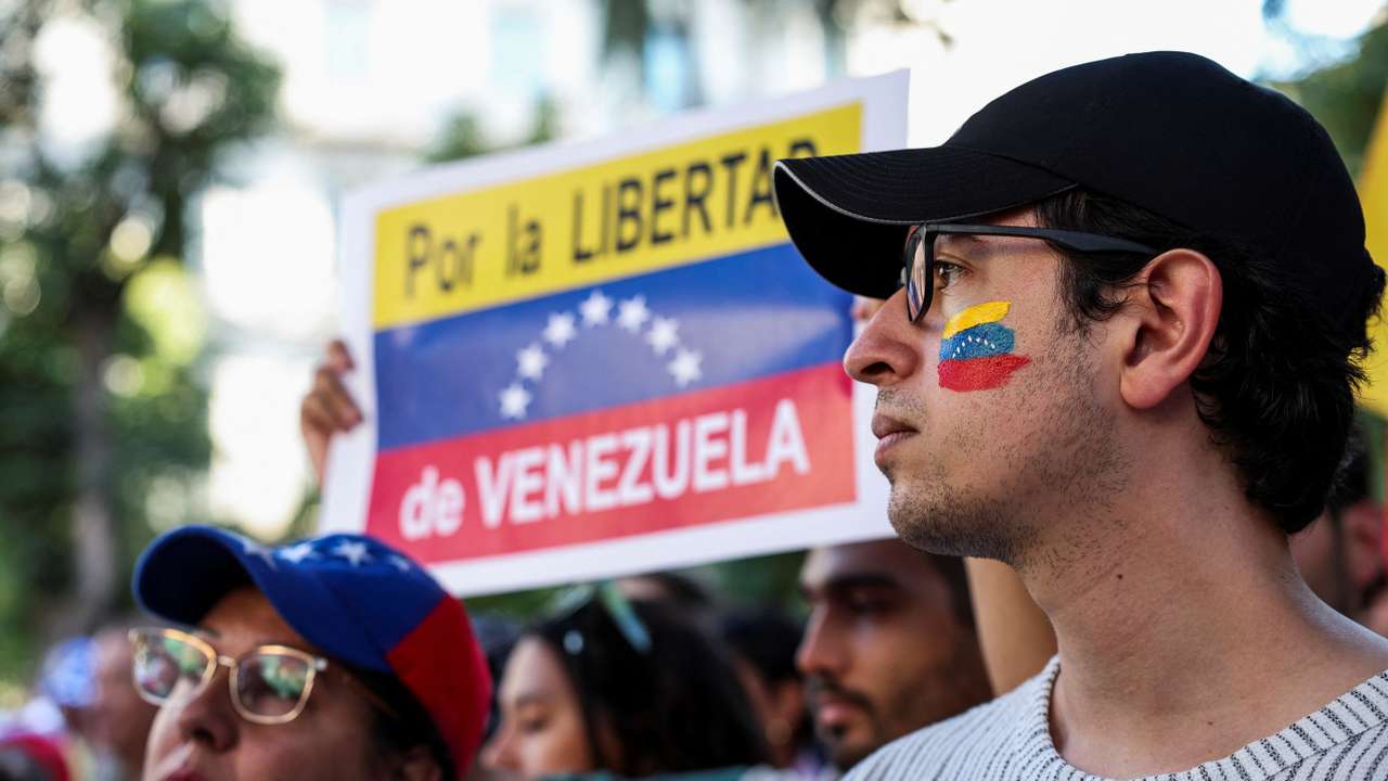 Venezuelans gather in support of Venezuelan opposition presidential candidate Gonzalez, in Madrid