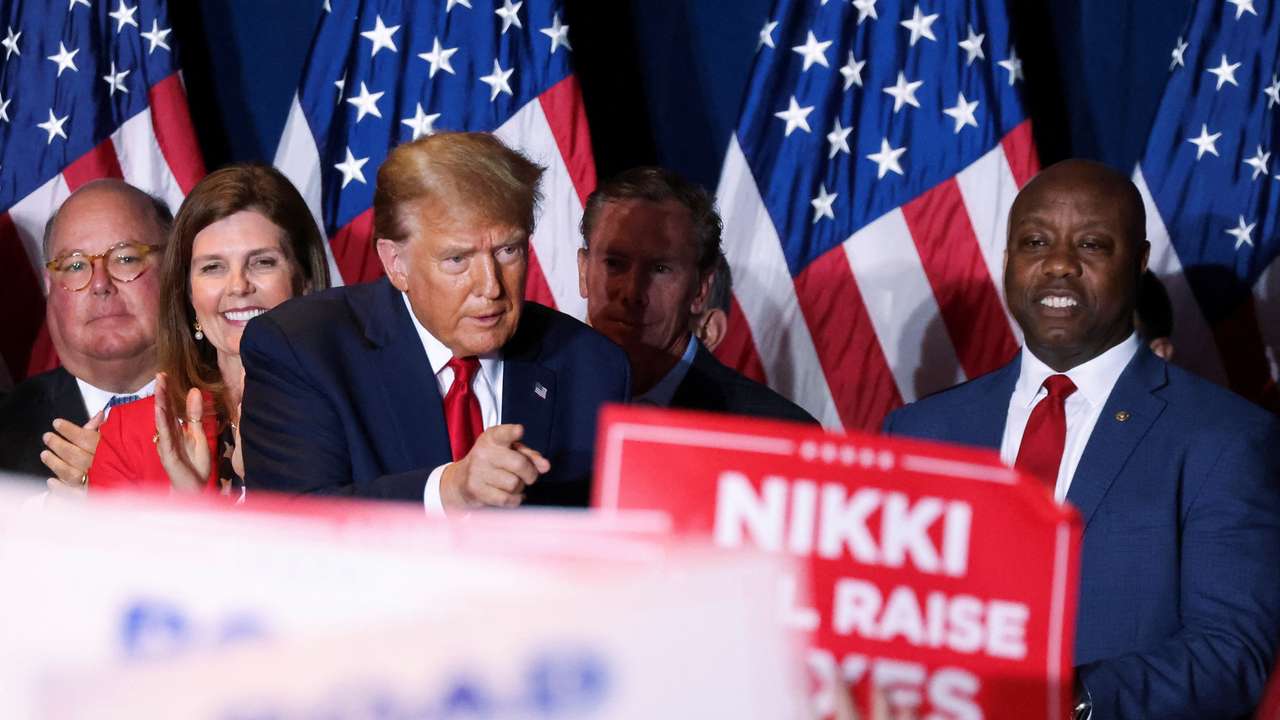 Republican presidential candidate and former U.S. President Trump hosts a South Carolina Republican presidential primary election night party in Columbia