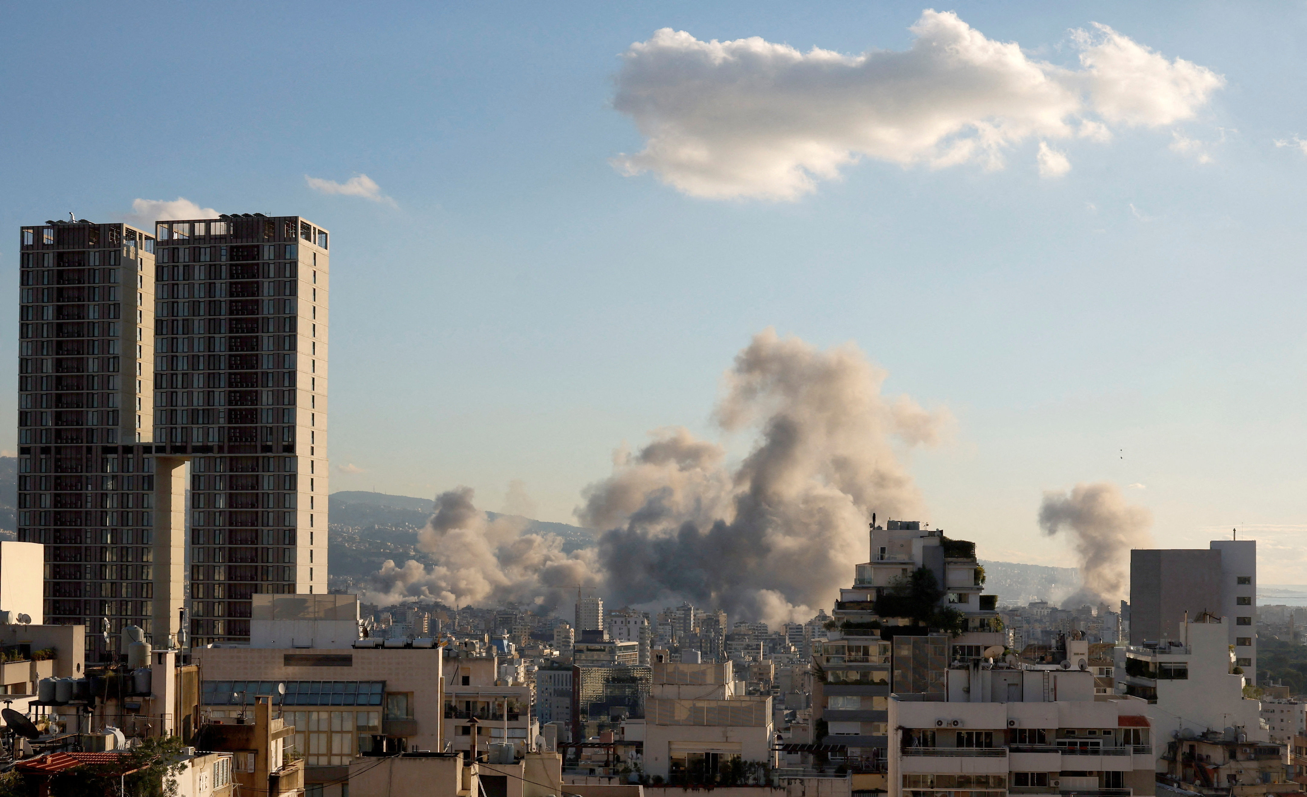 Smoke billows over Beirut's southern suburbs, after an Israeli strike